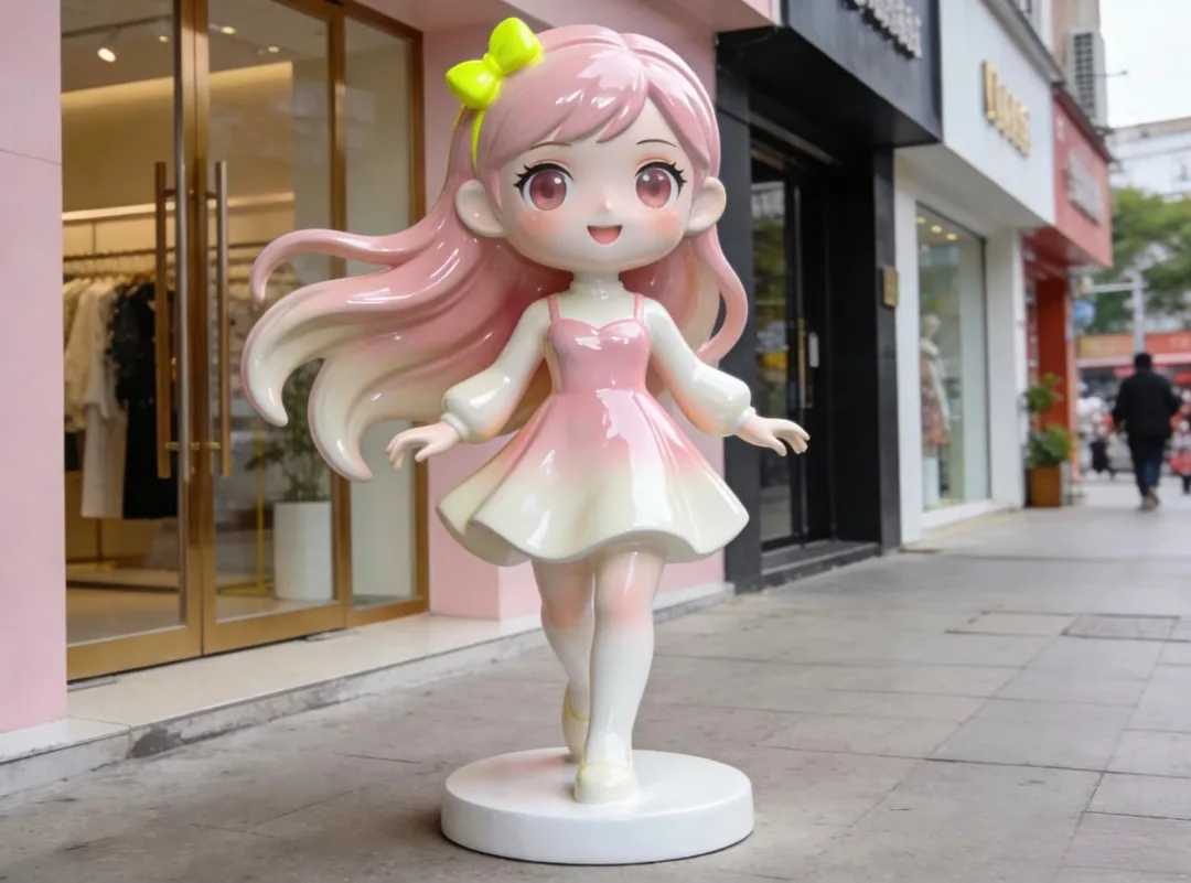 New Design Cartoon Girl Fiberglass Sculpture Wholesale Commercial Decor Statue for Sale