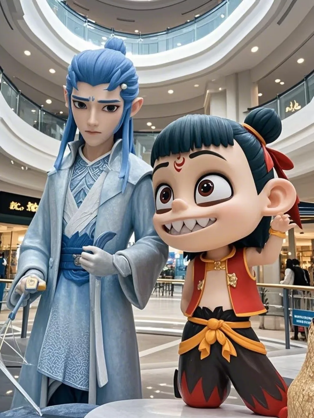Nezha & Ao Bing Fiberglass Sculptures | Customizable Mall Character Statues — view 6