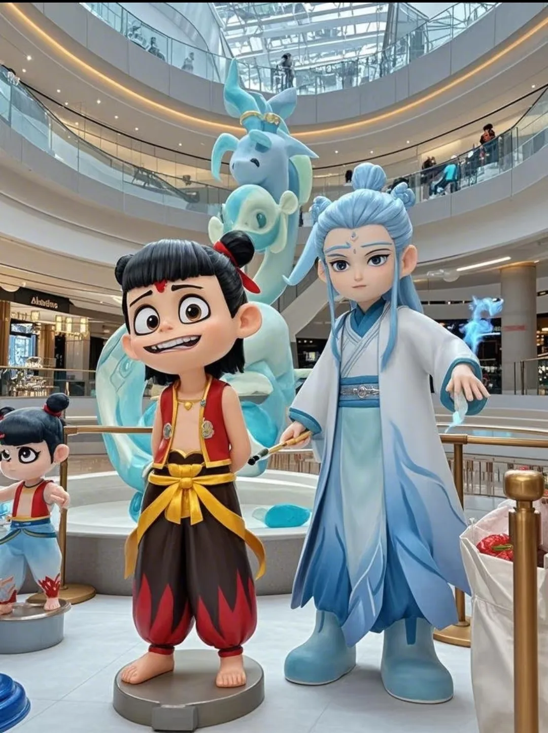 Nezha & Ao Bing Fiberglass Sculptures | Customizable Mall Character Statues — view 4