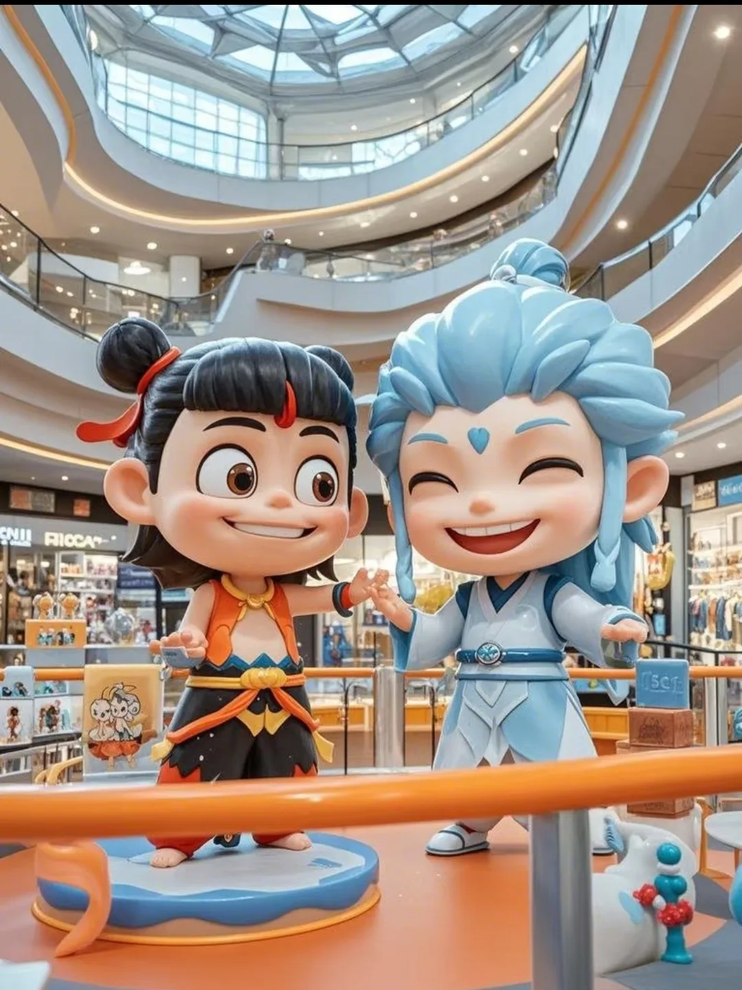 Nezha & Ao Bing Fiberglass Sculptures | Customizable Mall Character Statues — view 5