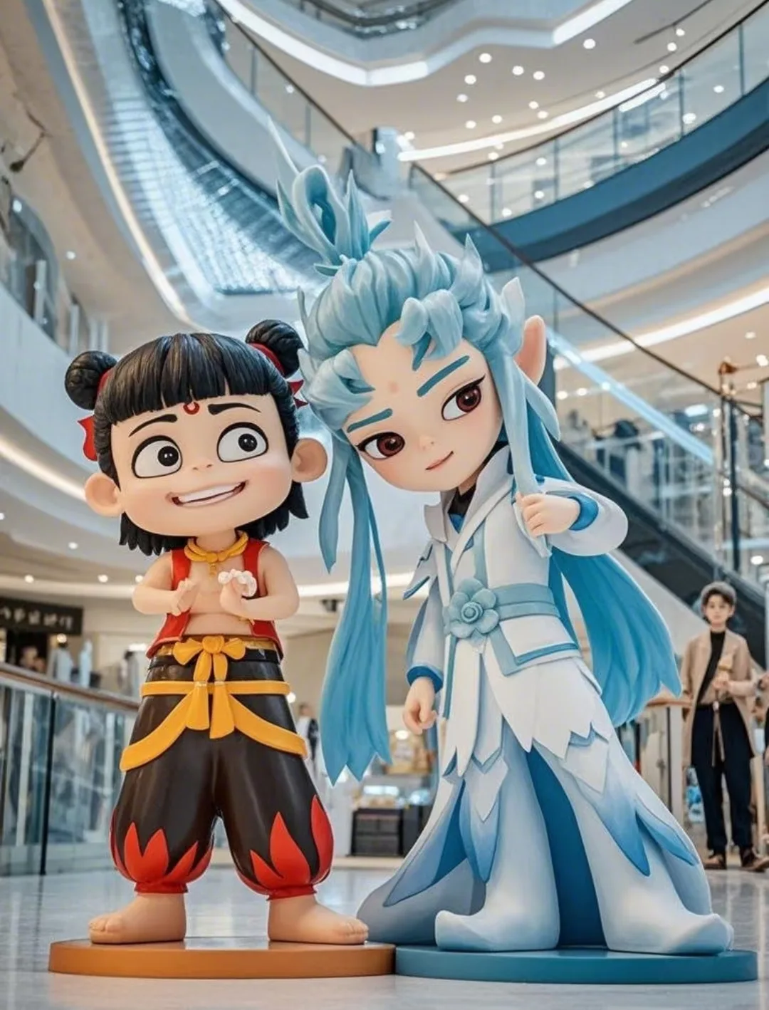 Nezha & Ao Bing Fiberglass Sculptures | Customizable Mall Character Statues — view 3