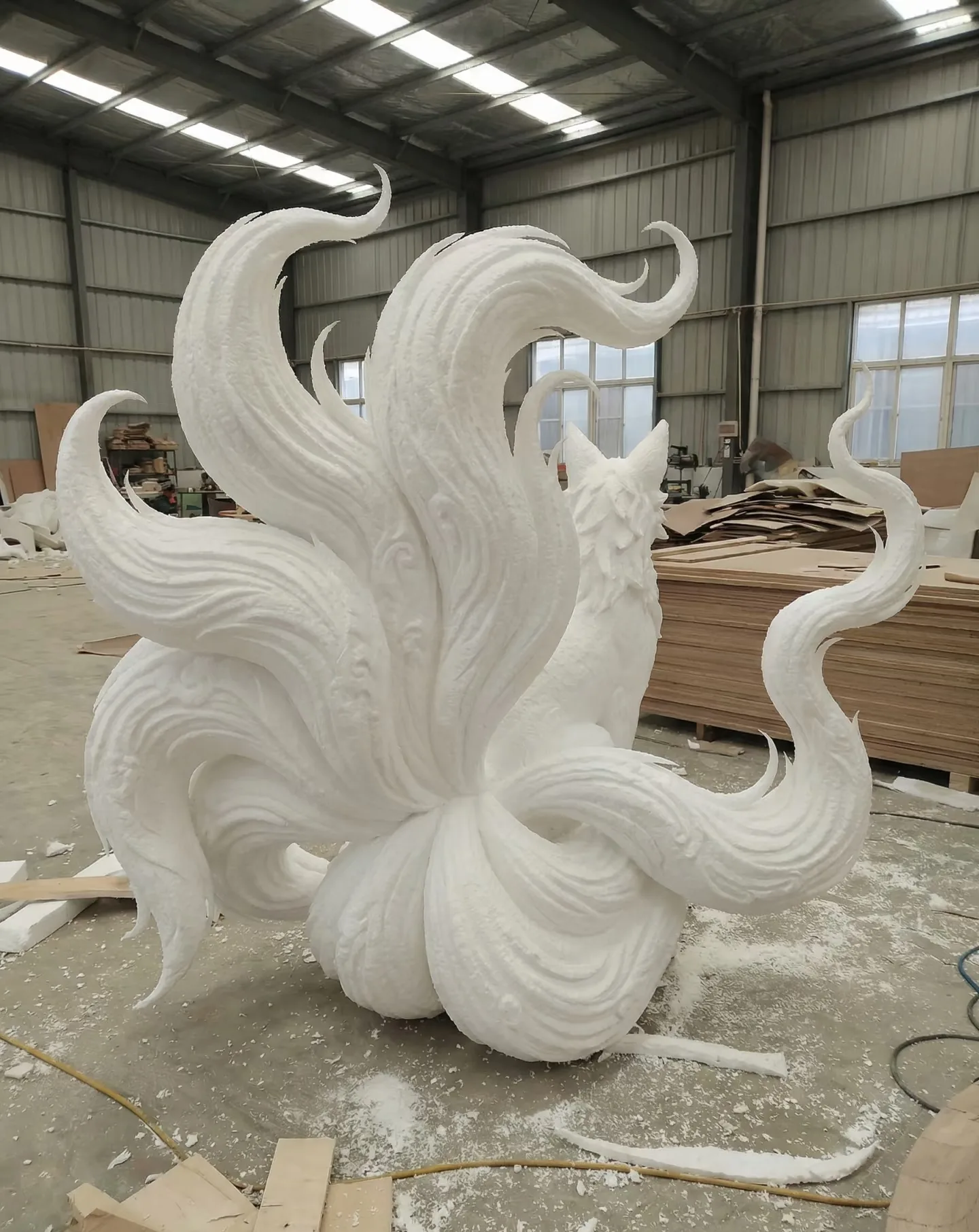 Nine-Tailed Fox Fiberglass Sculpture For Custom Holiday Landscape Ornament — view 3
