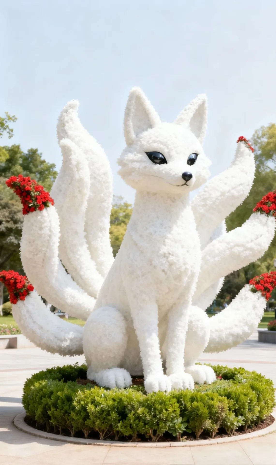 Nine-Tailed Fox Fiberglass Statue Set For Garden & Lake Park Outdoor Decor — view 3