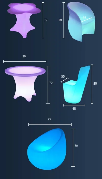 nique and cool bar tables and chairs with LED lights — view 4
