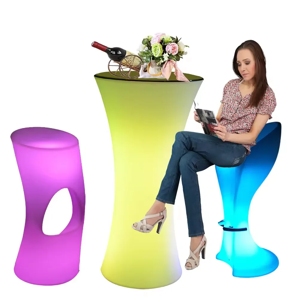 nique and cool bar tables and chairs with LED lights — view 2