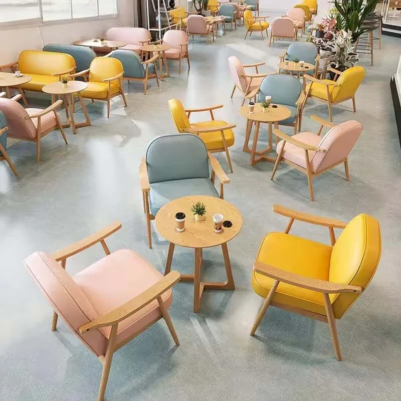 Nordic Macaron Wooden Restaurant Tables And Chairs For Bakery Commercial Use — view 5