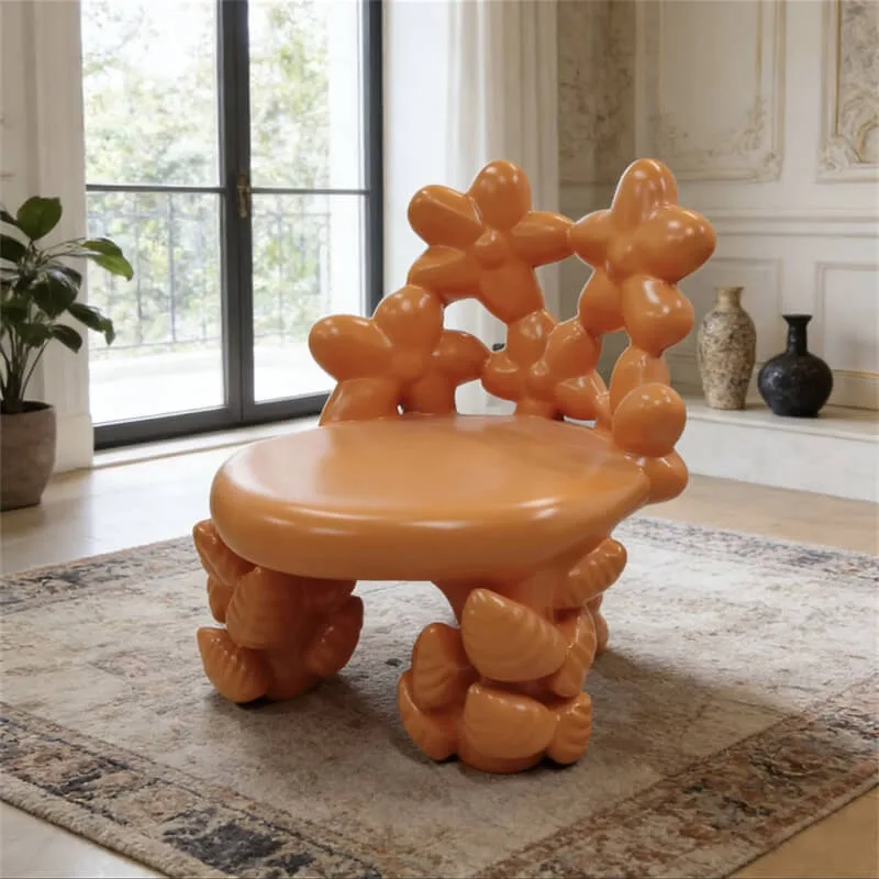 Orange Flower Chair | Stylish Art Accent Chair for Home, Showroom & Commercial Spaces — view 2
