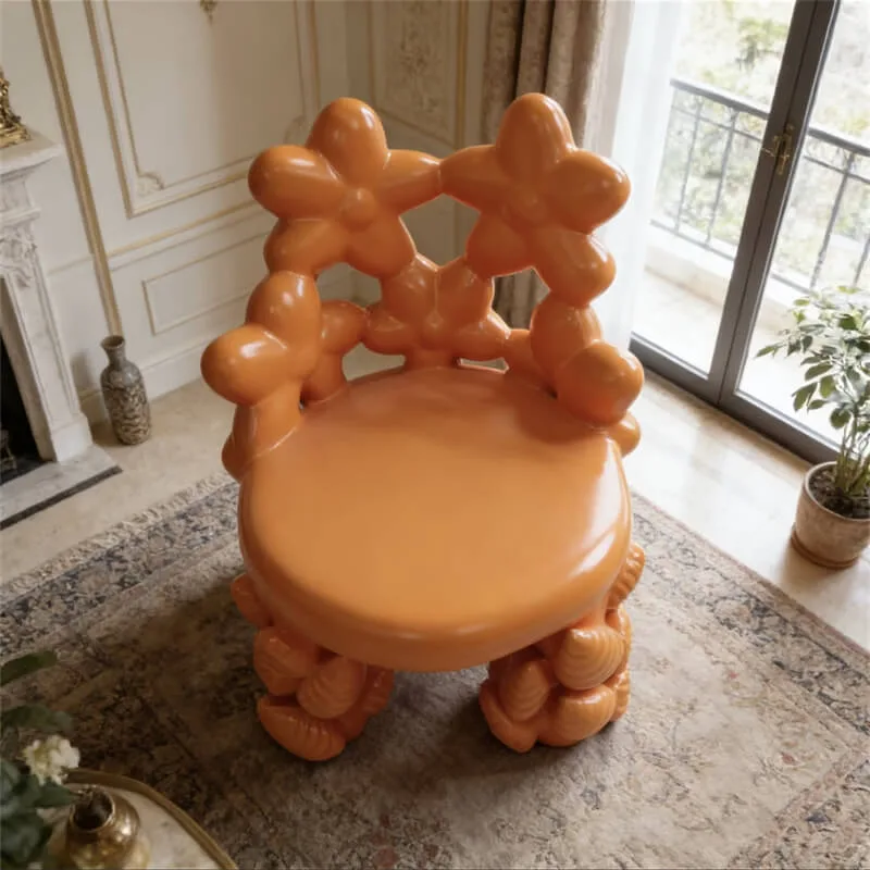 Orange Flower Chair | Stylish Art Accent Chair for Home, Showroom & Commercial Spaces