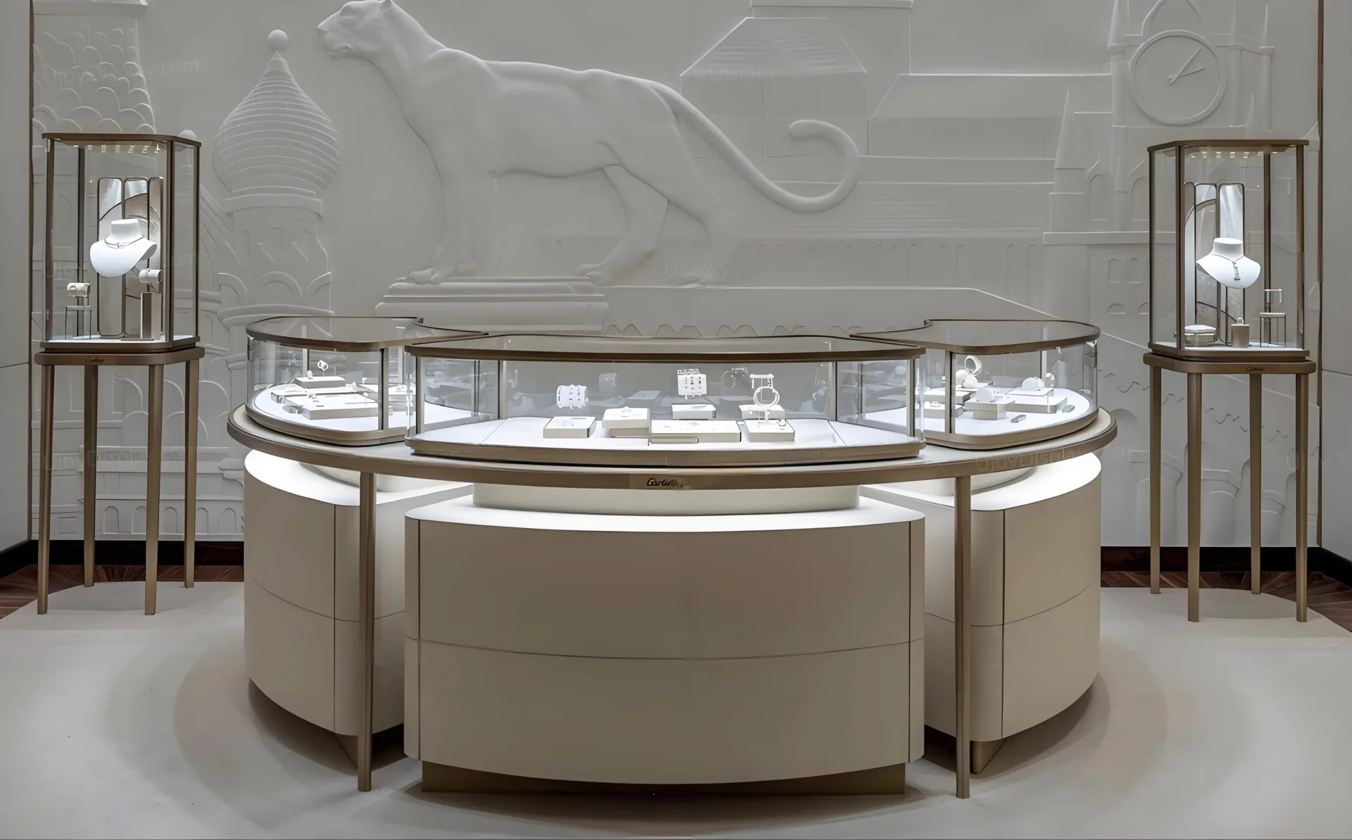 Orbit Luxe™ Circular Modular Jewelry Showcase – Illuminated, Flexible & Brand-Customizable Display System — view 3