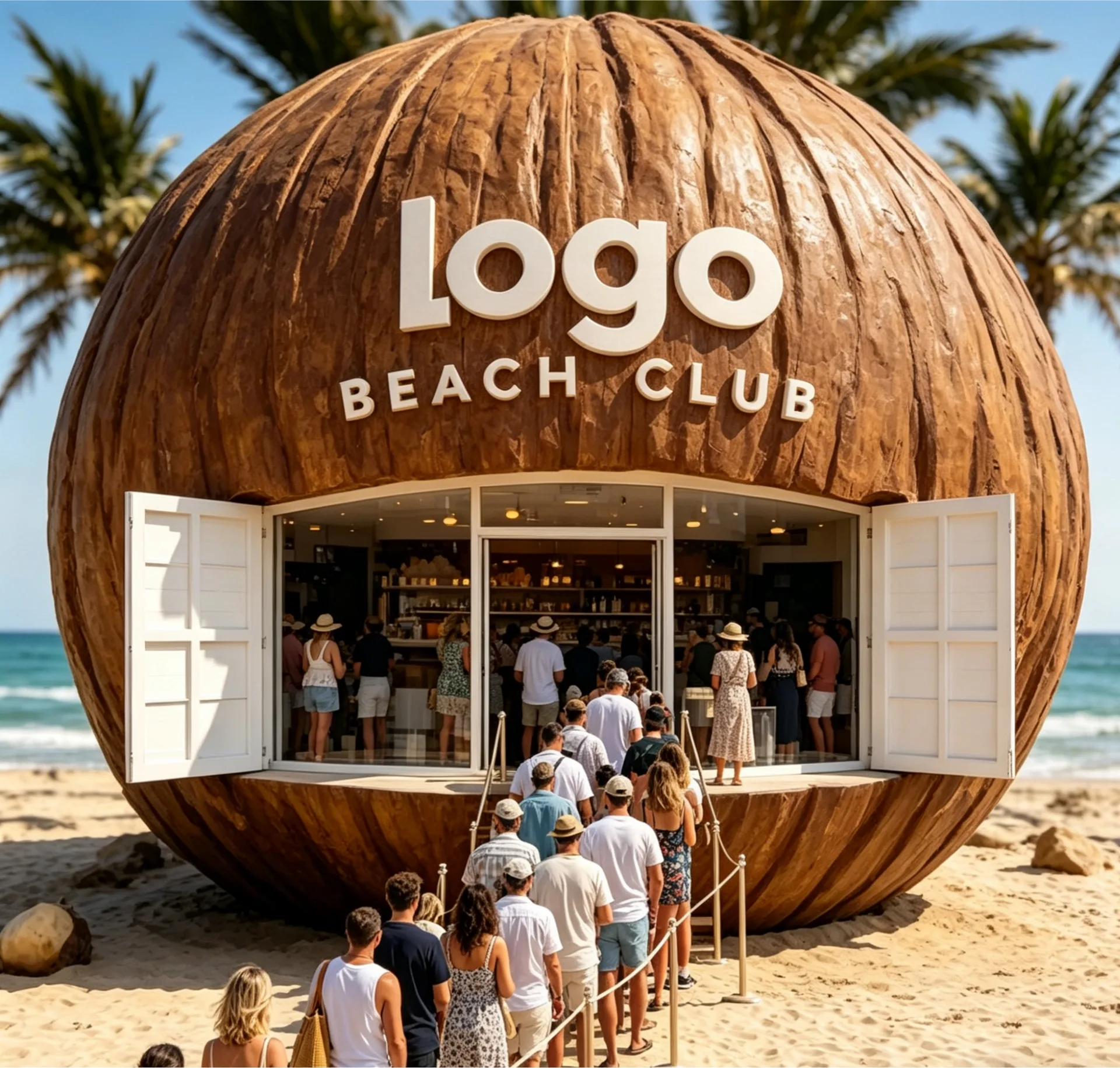 Out Door Coconut Kiosk with Mobile Cart for Beach & Events