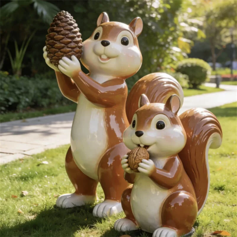 Outdoor Cartoon Squirrel Sculpture | Fiberglass Squirrel Sculpture for Garden Landscape — view 2