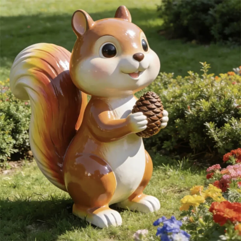 Outdoor Cartoon Squirrel Sculpture | Fiberglass Squirrel Sculpture for Garden Landscape — view 3