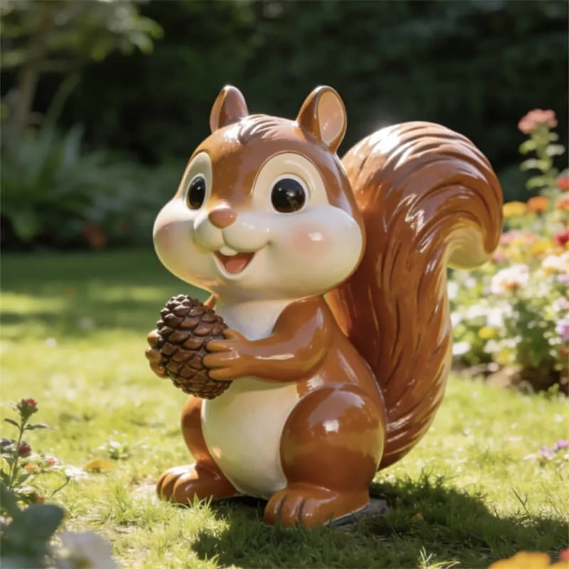 Outdoor Cartoon Squirrel Sculpture | Fiberglass Squirrel Sculpture for Garden Landscape — view 4
