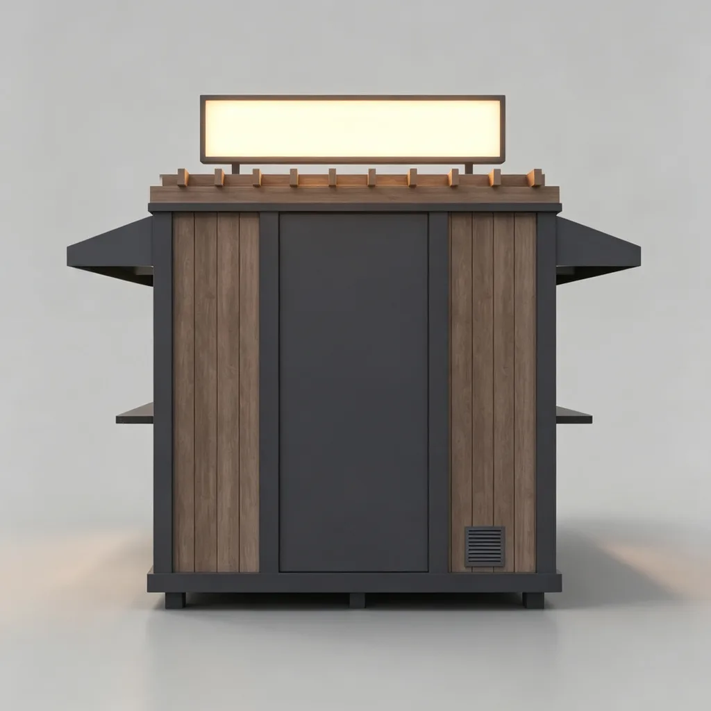 Outdoor Coffee Kiosk | Wood & Steel Commercial Coffee Booth | 3m x 2m Custom Design — view 4