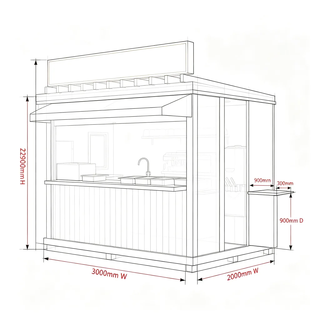 Outdoor Coffee Kiosk | Wood & Steel Commercial Coffee Booth | 3m x 2m Custom Design — view 5