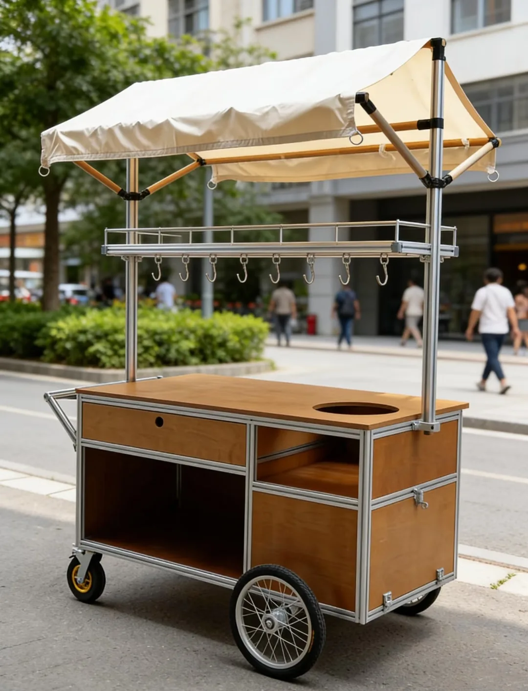 Outdoor Food Cart for Night Markets with Foldable Canopy — view 3