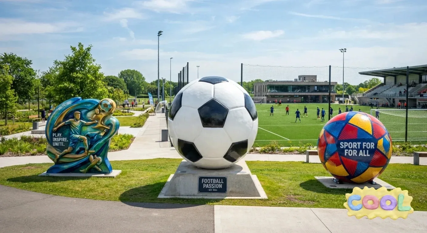 Outdoor FRP Giant Football Sculpture Set for Soccer Field Park Landscape Decor