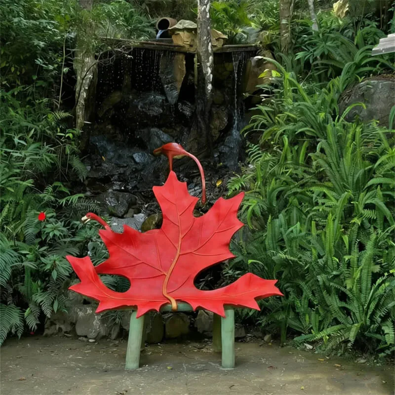 Outdoor Landscape Leaf Shaped Chair Fiberglass Internet-Famous Bench For Park Scenic Area Courtyard Leisure Creative Leaf Shaped Chair — view 3