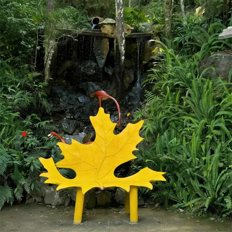 Outdoor Landscape Leaf Shaped Chair Fiberglass Internet-Famous Bench For Park Scenic Area Courtyard Leisure Creative Leaf Shaped Chair — view 4