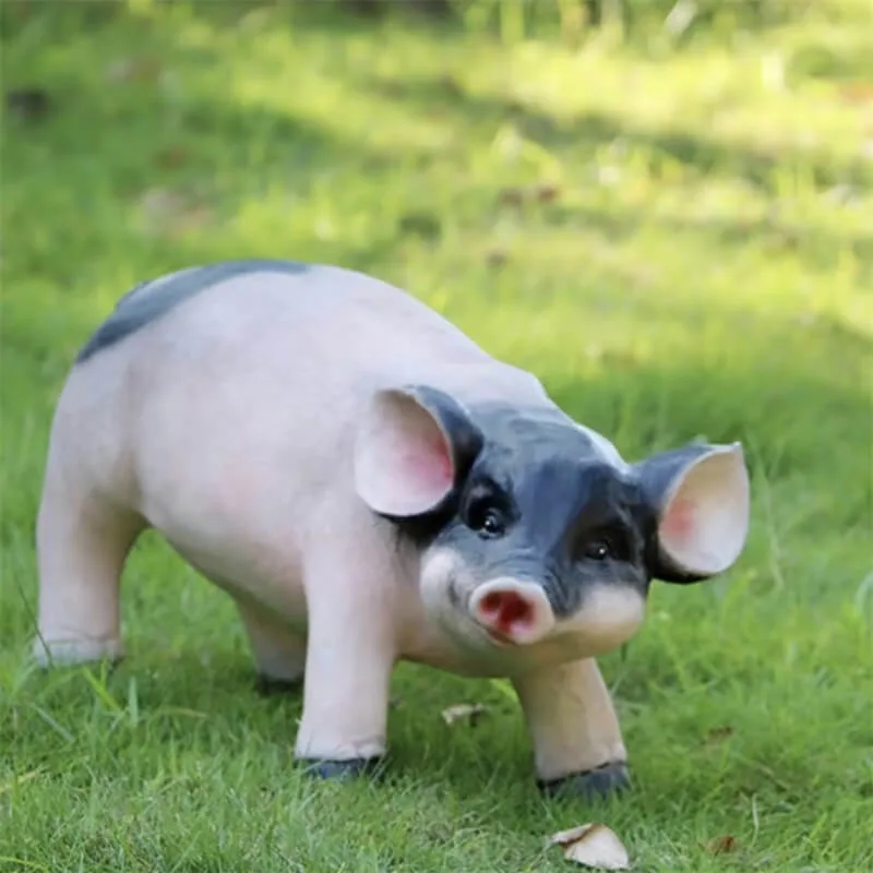 Outdoor Realistic Fiberglass Pig Sculpture | Farm Yard Garden Ornament, Custom Size Pig Sculpture — view 3
