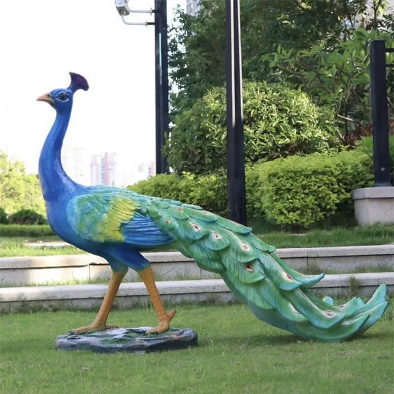 Outdoor Realistic Peacock Fiberglass Sculpture | Decor for Gardens & Yards — view 3