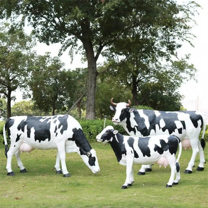 Outdoor Simulated Cow Fiberglass Sculpture | Decorative Ornaments for Farms and Parks — view 3
