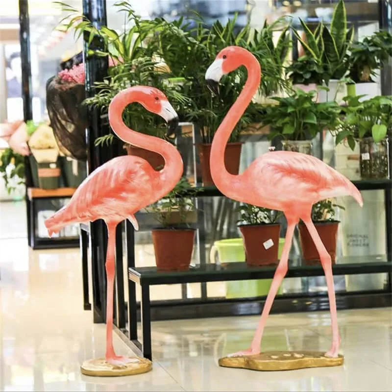 Outdoor Simulated Flamingo Fiberglass Sculpture | Popular Photo Spot Decor for Gardens and Malls — view 2