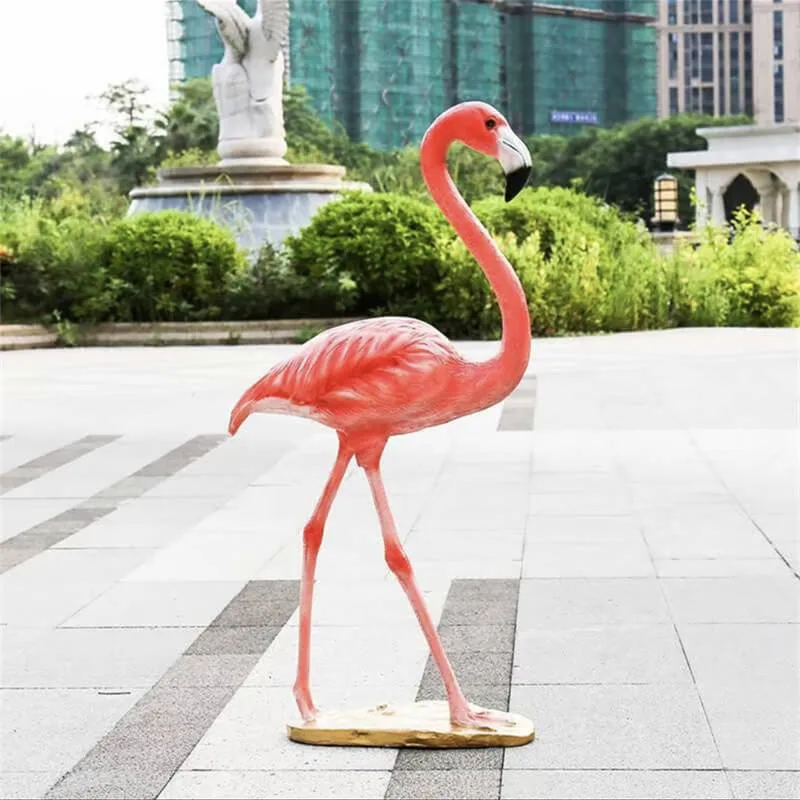 Outdoor Simulated Flamingo Fiberglass Sculpture | Popular Photo Spot Decor for Gardens and Malls — view 3