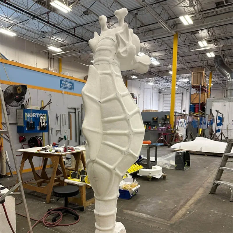 Outdoor Water Spraying Fiberglass Seahorse Sculpture, Custom Fountain Seahorse Sculpture For Ocean Themed Pool, Scenic Spot — view 3