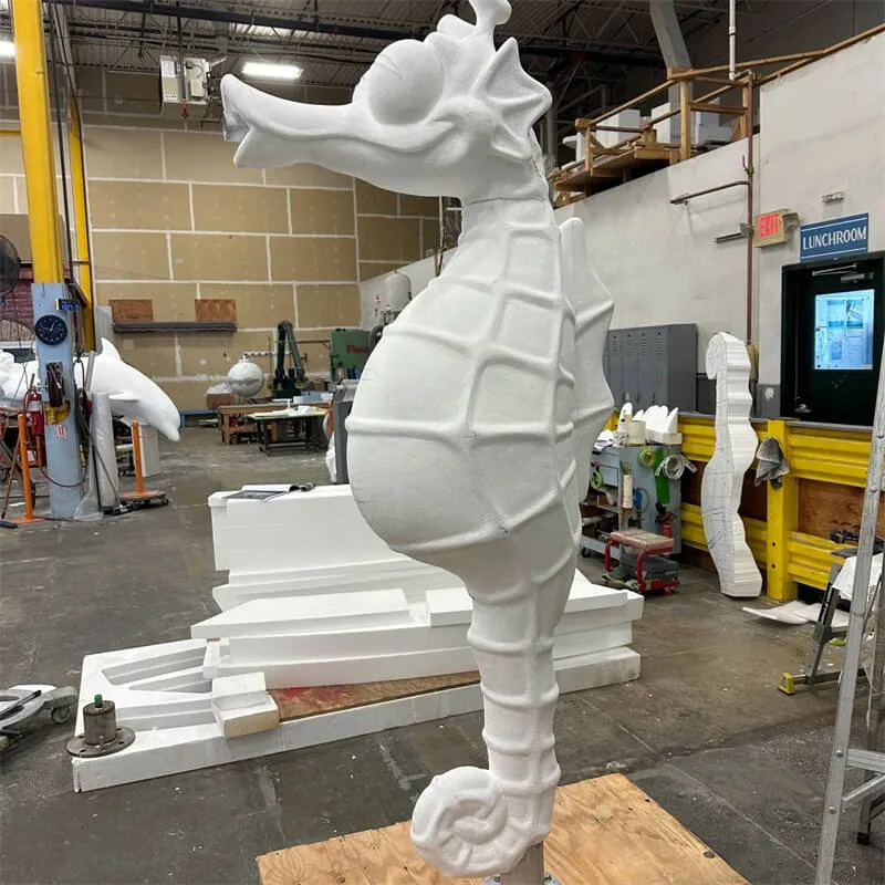 Outdoor Water Spraying Fiberglass Seahorse Sculpture, Custom Fountain Seahorse Sculpture For Ocean Themed Pool, Scenic Spot — view 4