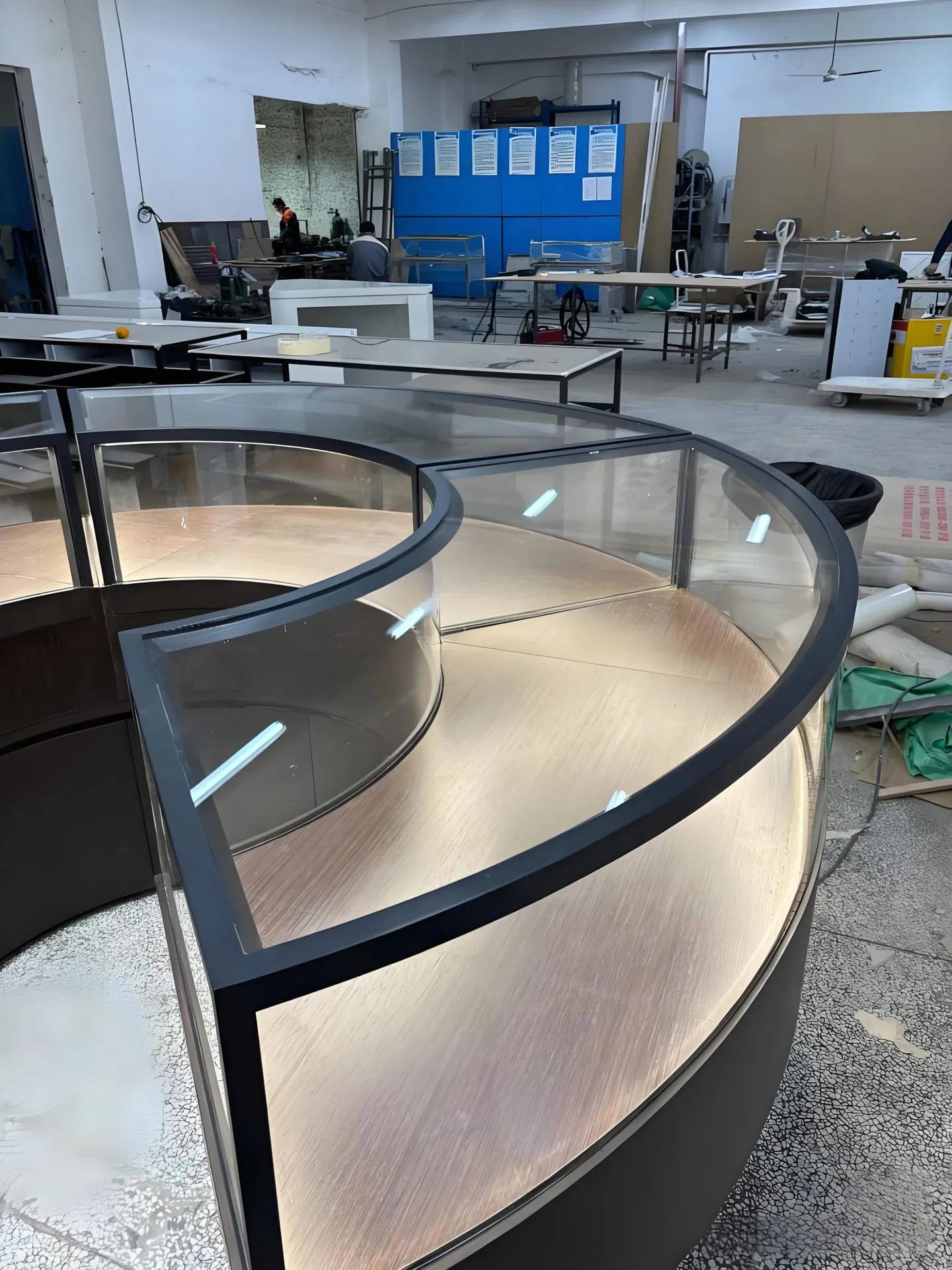 Oval Glass Display Showcase with Internal LED Lighting | Four-Leg Illuminated Counter — view 6