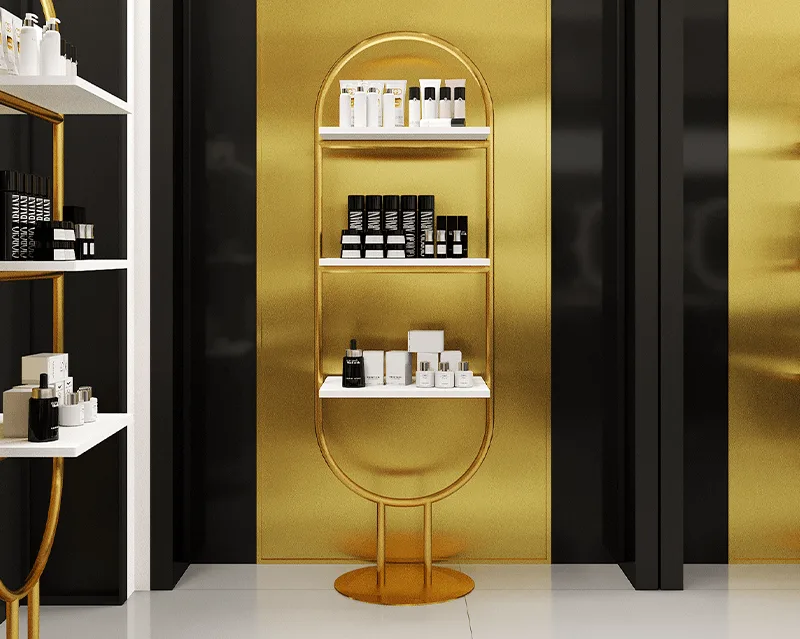 Oval metal cosmetics retail display shelf & fashion retail dispaly — view 3