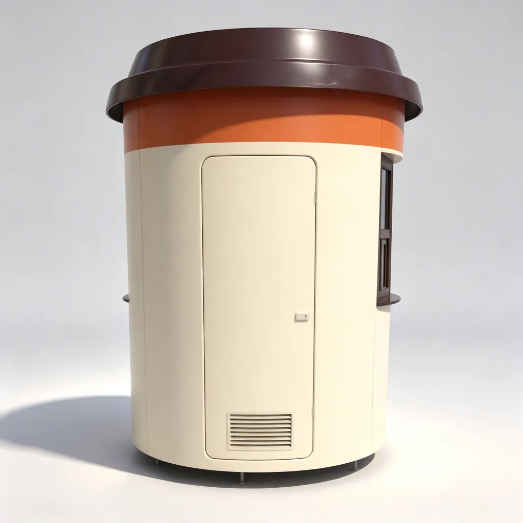 Oval Outdoor Cafe Kiosk | Fiberglass & Steel Coffee Stand | 2.2m Custom Design — view 4