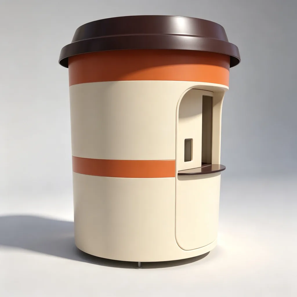 Oval Outdoor Cafe Kiosk | Fiberglass & Steel Coffee Stand | 2.2m Custom Design — view 3