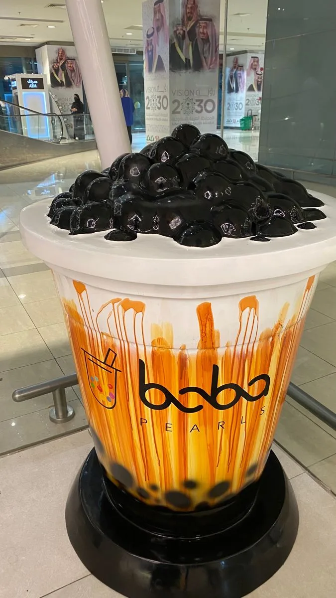 Oversized Boba Milk Tea Fiberglass Sculpture for Bubble Tea Shop Storefront Decor — view 3
