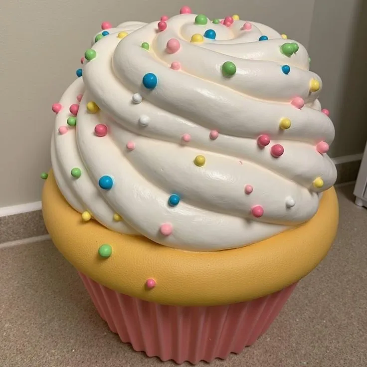 Oversized Cupcake Fiberglass Sculpture for Bakery & Party Decor