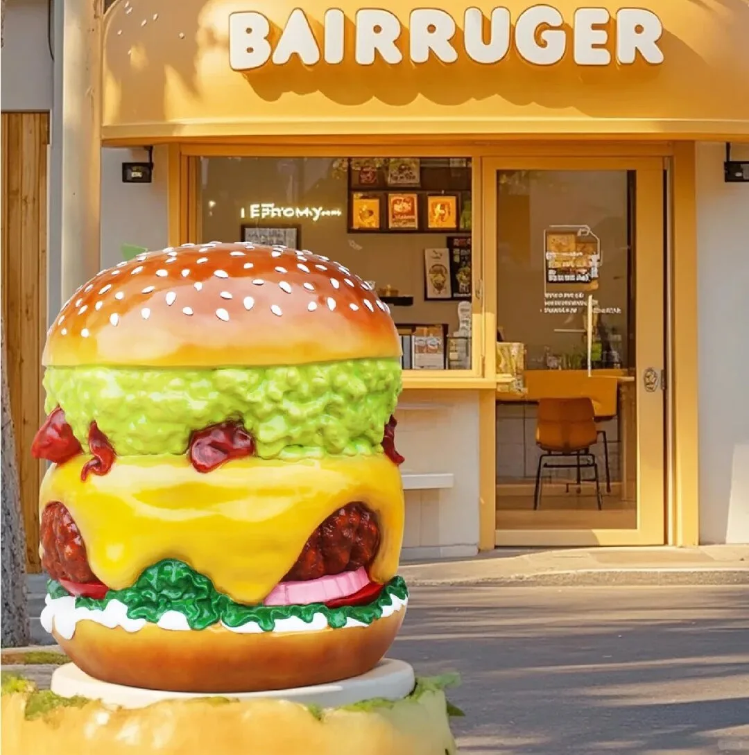 Oversized FRP Burger Sculpture for Fast Food Shop, Mall & Restaurant Front Decor — view 3