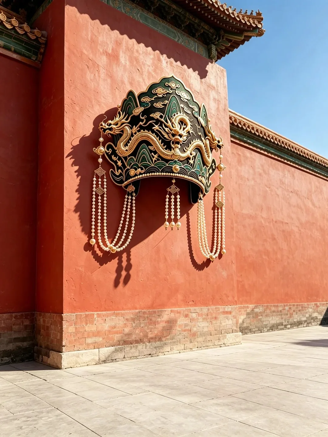 Oversized FRP Chinese Dragon Phoenix Coronet Sculpture for Ancient Palace Scenic Wall Decor — view 2