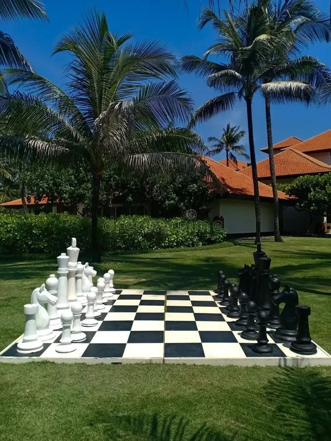 Oversized FRP Outdoor Chess Set with Checkerboard for Resort Garden Landscape Decor — view 2