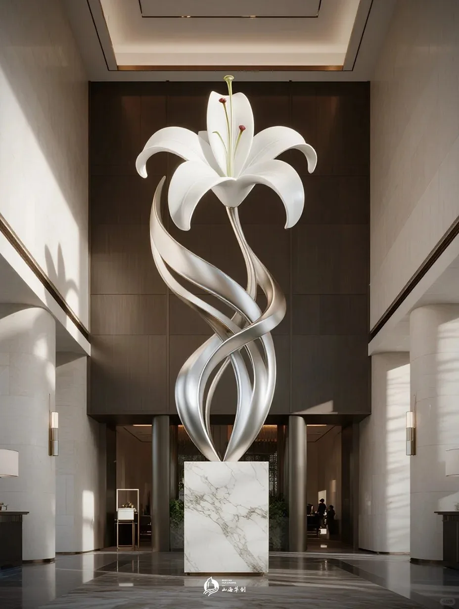 Oversized Lily Sculptures — Show-Stopping Lobby Art for Hotels, Malls & Luxury Entrances