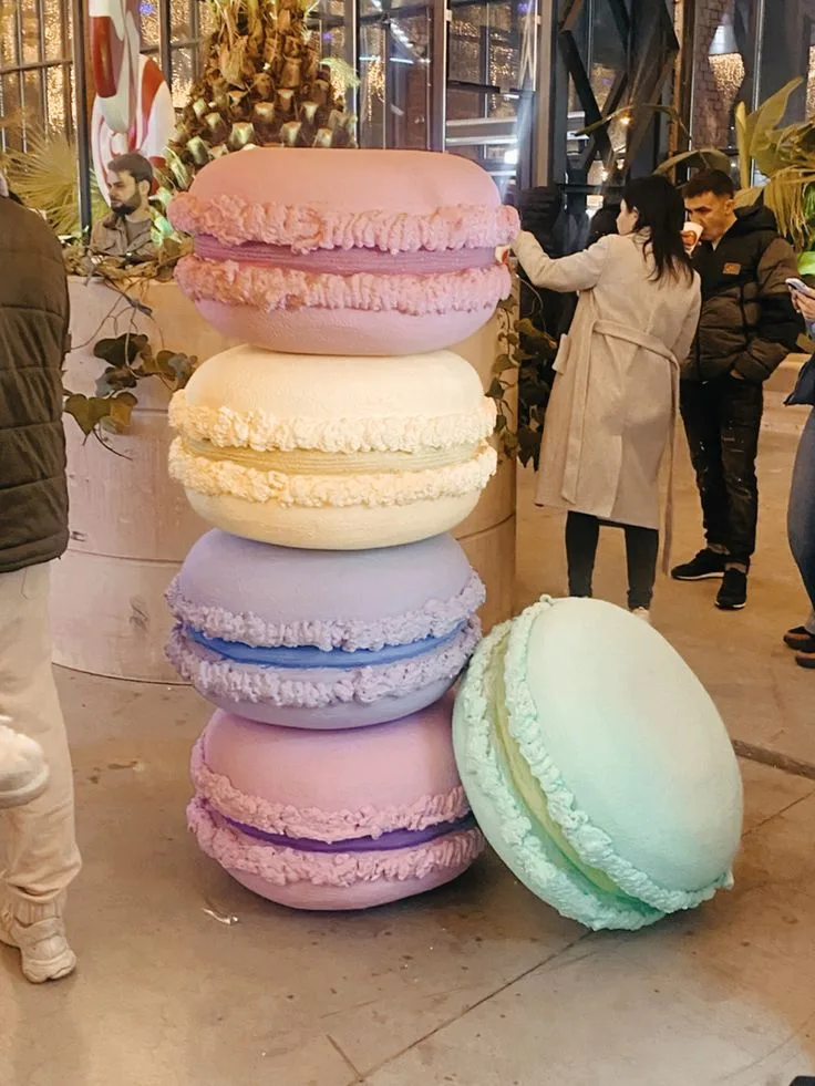 Oversized Macaron Fiberglass Sculpture for Bakery & Party Decor