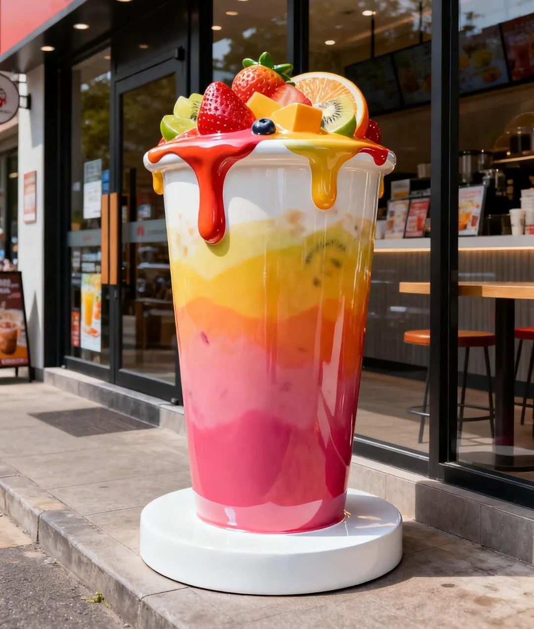 Oversized Milk Tea Cup Fiberglass Sculptures for Retail