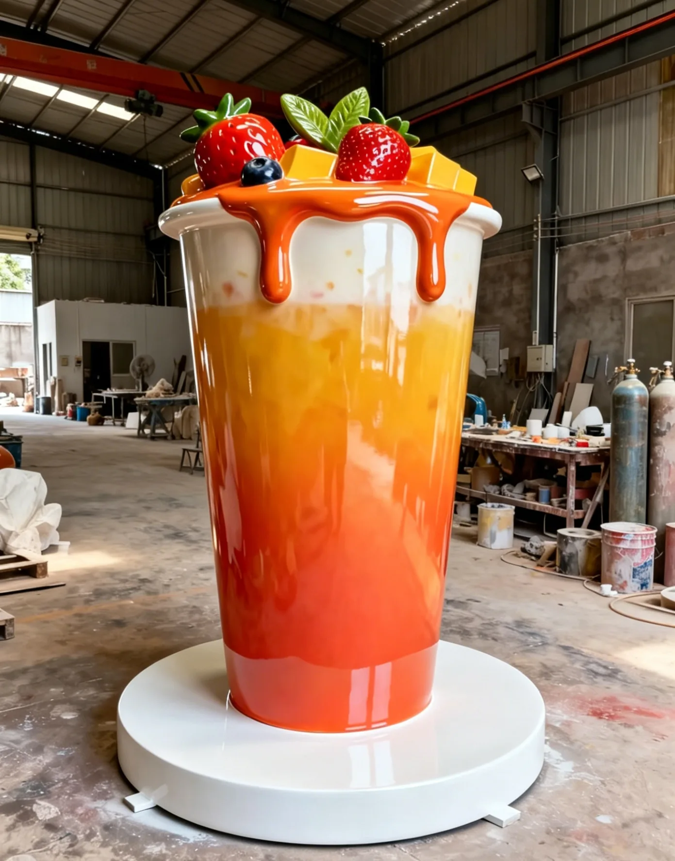 Oversized Milk Tea Cup Fiberglass Sculptures for Retail — view 4