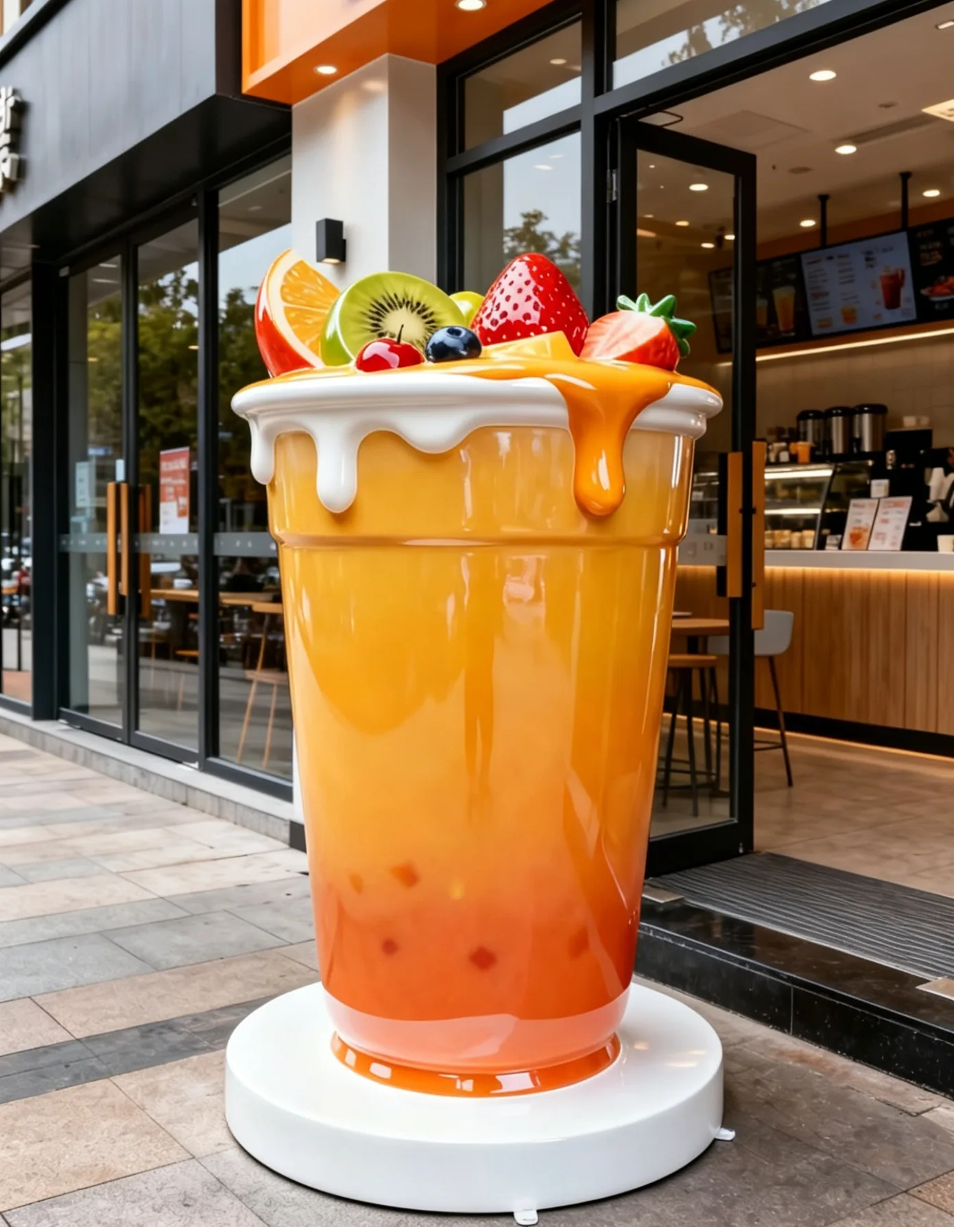 Oversized Milk Tea Cup Fiberglass Sculptures for Retail — view 3