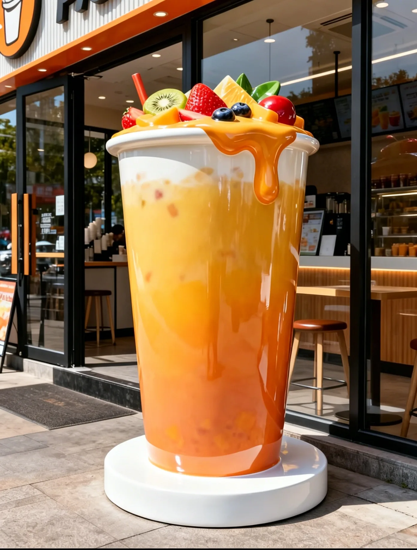 Oversized Milk Tea Cup Fiberglass Sculptures for Retail — view 2