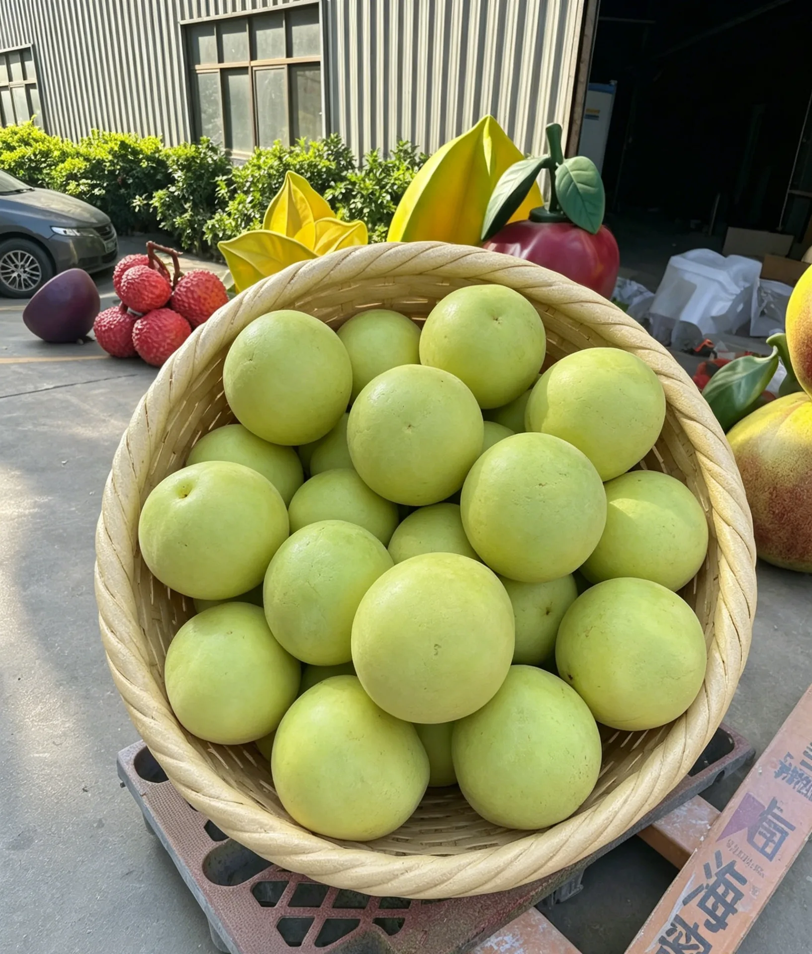 Oversized Realistic Fiberglass Pomelo Fruit Sculpture for Commercial Landscape Decor — view 3