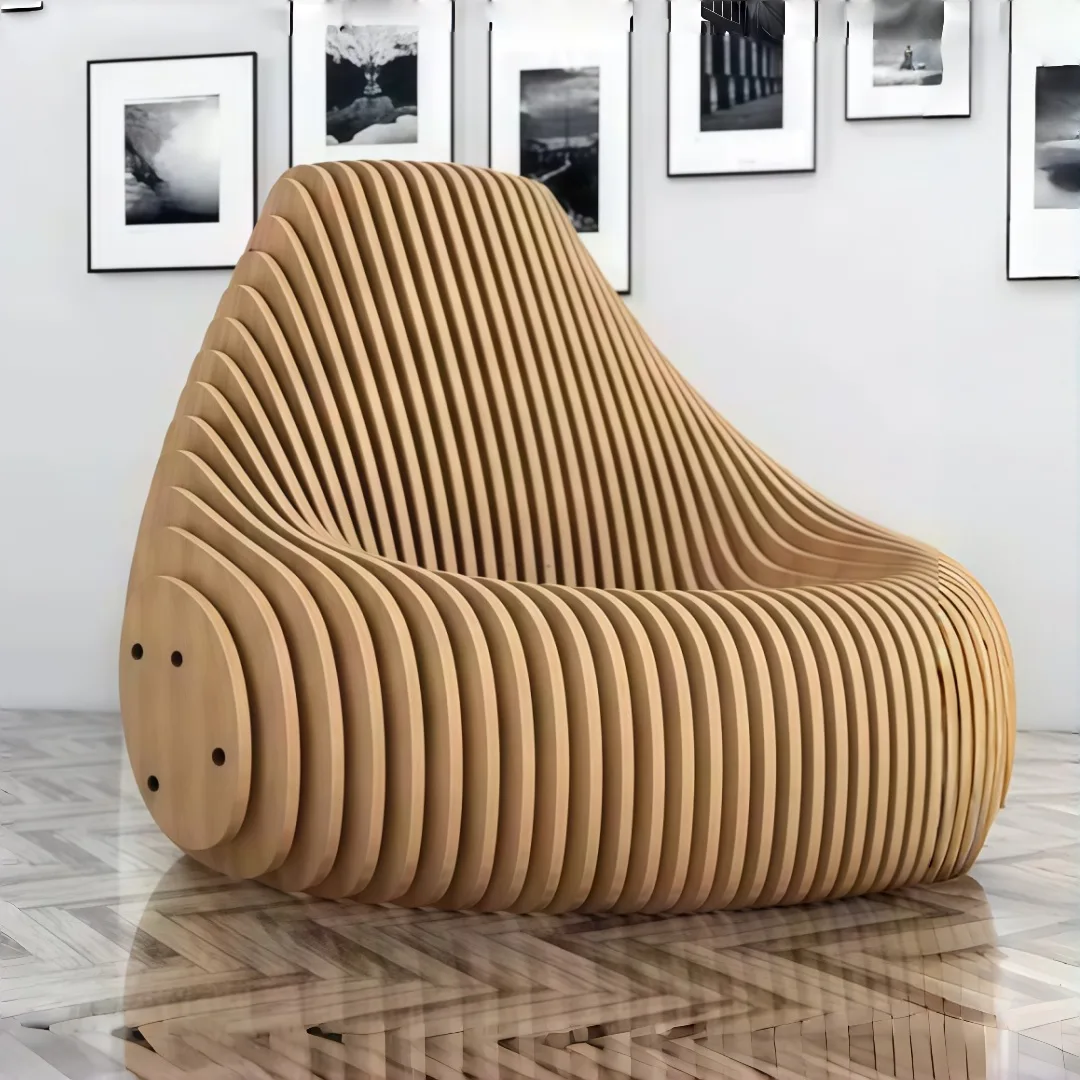 Parametric Lounge Chair – Sliced Plywood Panel Sofa For Living Room — view 3