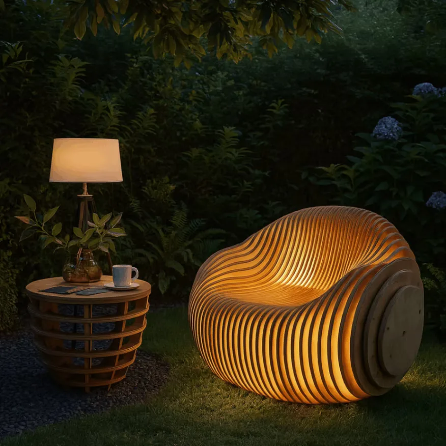 Parametric Wooden Modern Egg Chair For Indoor & Outdoor — view 4