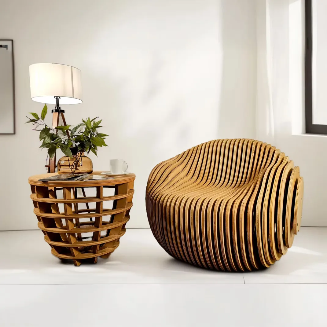 Parametric Wooden Modern Egg Chair For Indoor & Outdoor — view 3