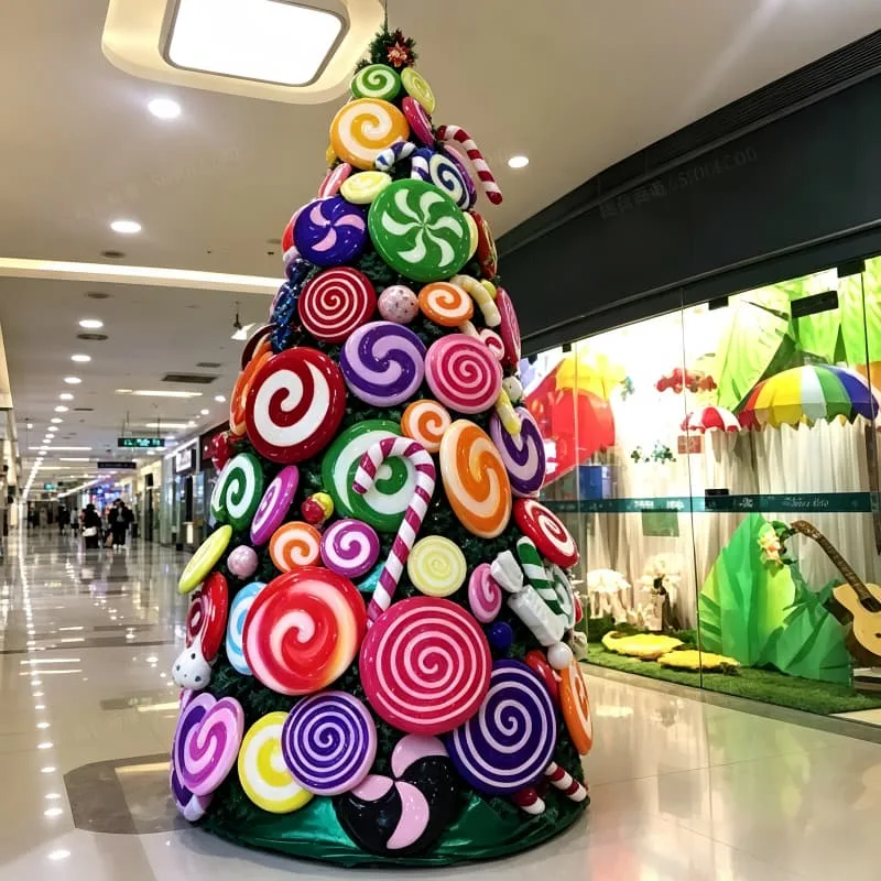 Pastel Giant Lollipop Candy Statue Christmas Tree Mall Display Prop — view 4